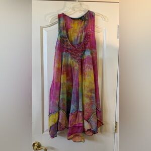 Denim 24/7 Multicolor Tie-Dye Beaded Sleeveless Dress size 16W. Make an offer!